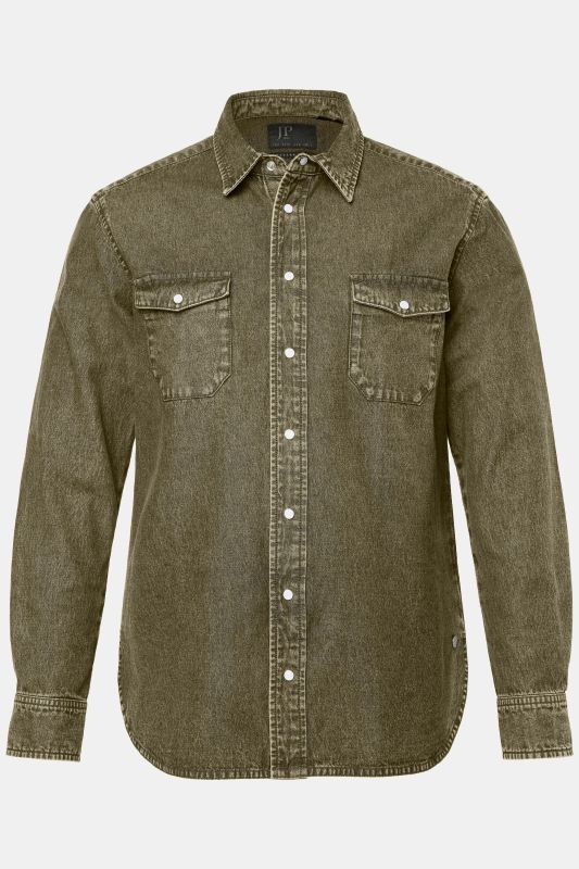 Chemise en jean coloré JP 1880, manches longues et col Kent, coupe Modern Fit avec finition FLEXNAMIC® - jusqu'au 8 