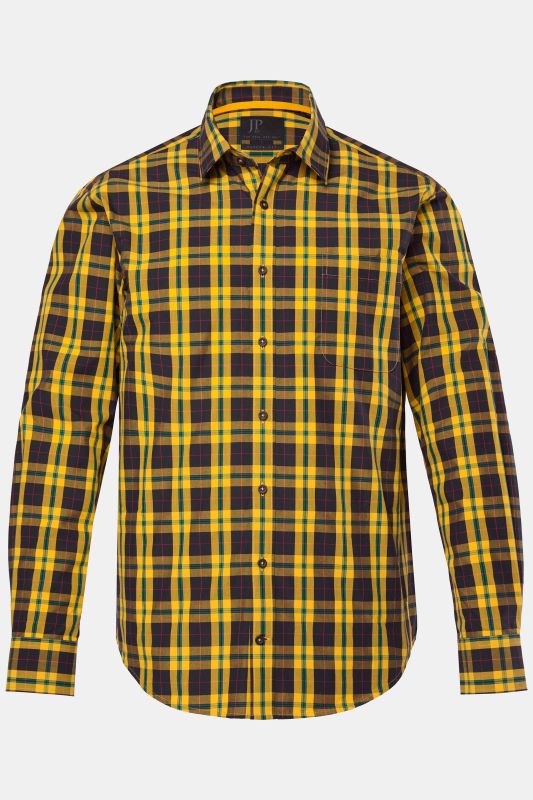 Chemise à carreaux JP 1880, manches longues et col Kent, coupe Modern Fit - jusqu'au 8&nbsp