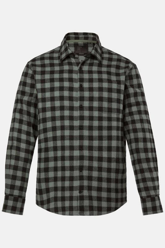 Chemise JP 1880 en flanelle à carreaux, manches longues et col Kent, coupe Modern Fit - jusqu'au 8&nbsp