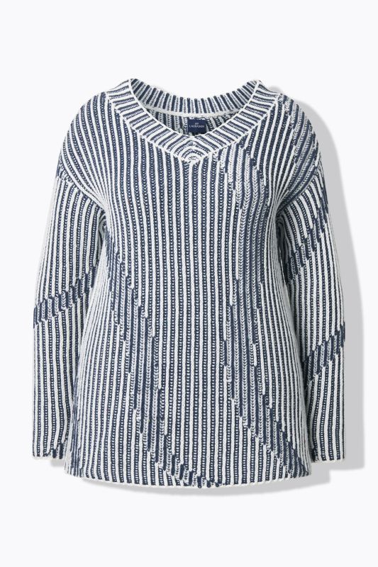 Pull en maille, col en V et manches longues