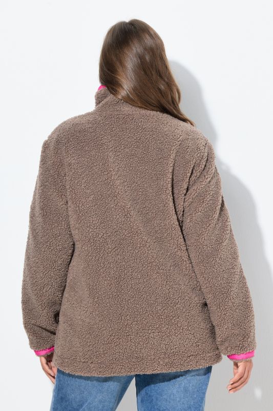 Veste en polaire bouclée, col montant et manches longues