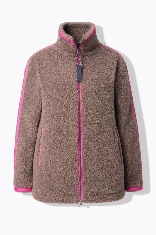 Veste en polaire bouclée, col montant et manches longues