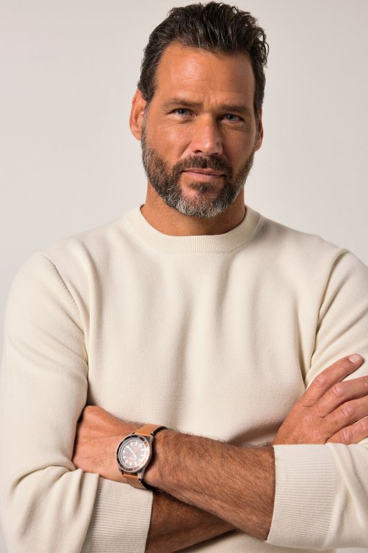 Pull JP 1880 en maille élastique, col rond - jusqu'au 7 XL