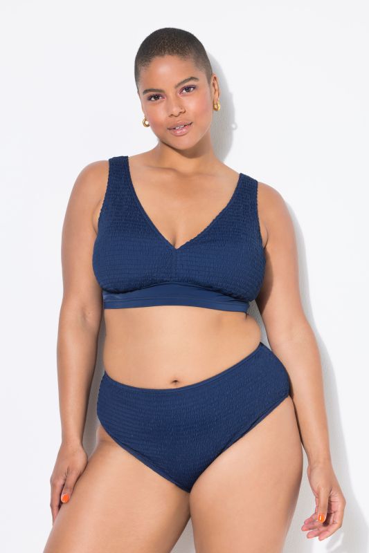 Bas de bikini taille haute, texture raffinée