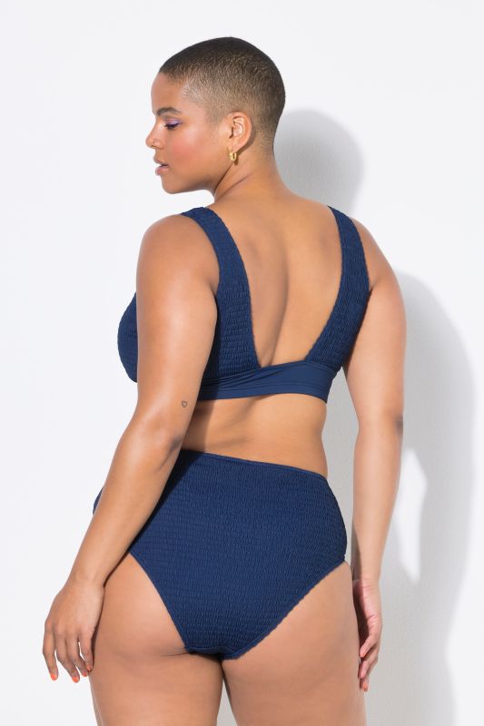 Bas de bikini taille haute, texture raffinée