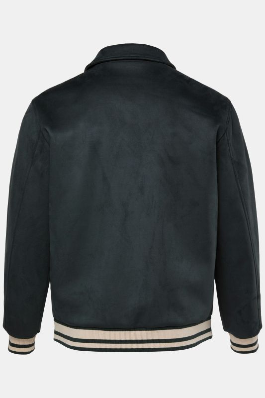 Blouson JP&nbsp;1880 en cuir suédé. Broderie poitrine, bords-côtes contrastants - jusqu'au 7&nbsp;XL