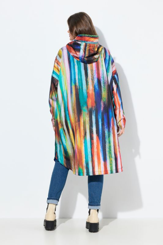 Poncho de pluie technique, modèle unisexe, capuche et imprimé coloré