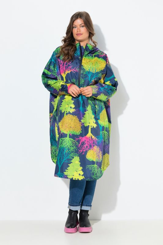 Poncho de pluie technique, modèle unisexe, capuche et imprimé coloré