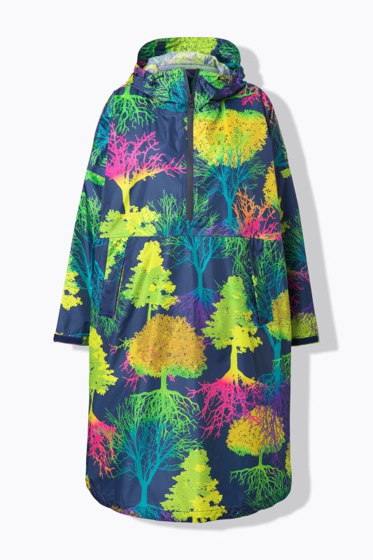 Poncho de pluie technique, modèle unisexe, capuche et imprimé coloré