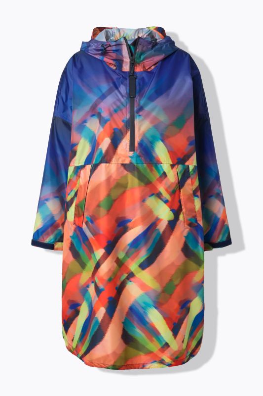 Poncho de pluie technique, modèle unisexe, capuche et imprimé coloré