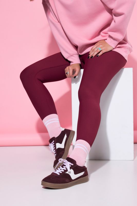 Sneakers en cuir avec bandes, largeur H