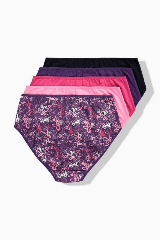 Culottes midi, lot de 5, nœuds/couleur unie
