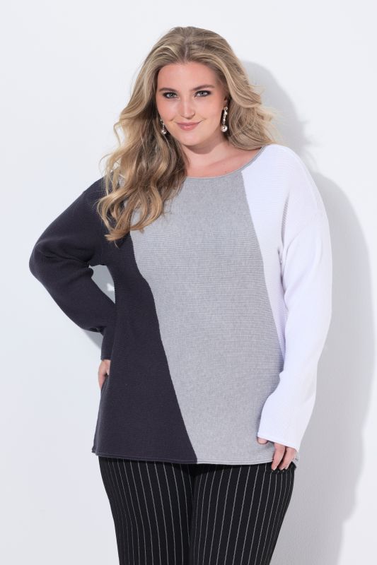 Pull à larges rayures, encolure bateau et manches longues