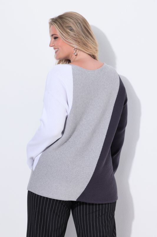Pull à larges rayures, encolure bateau et manches longues