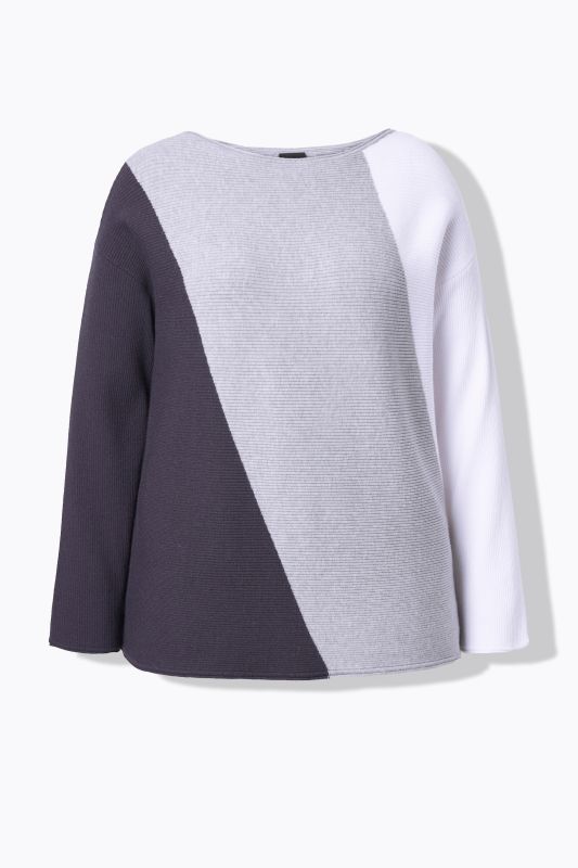 Pull à larges rayures, encolure bateau et manches longues