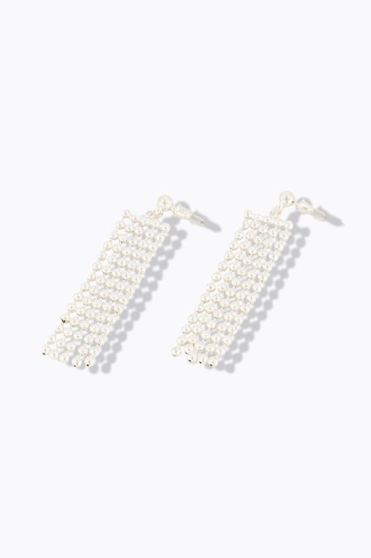 Boucles d'oreille, 5 chaînettes, perles métalliques