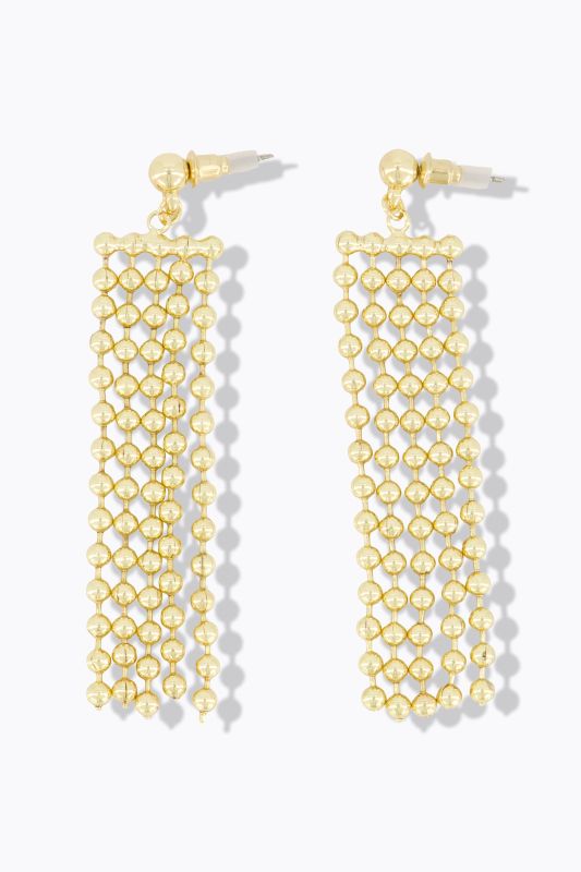 Boucles d'oreille, 5 chaînettes, perles métalliques