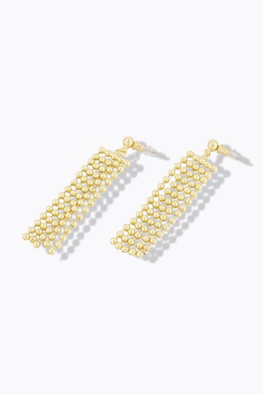 Boucles d'oreille, 5 chaînettes, perles métalliques