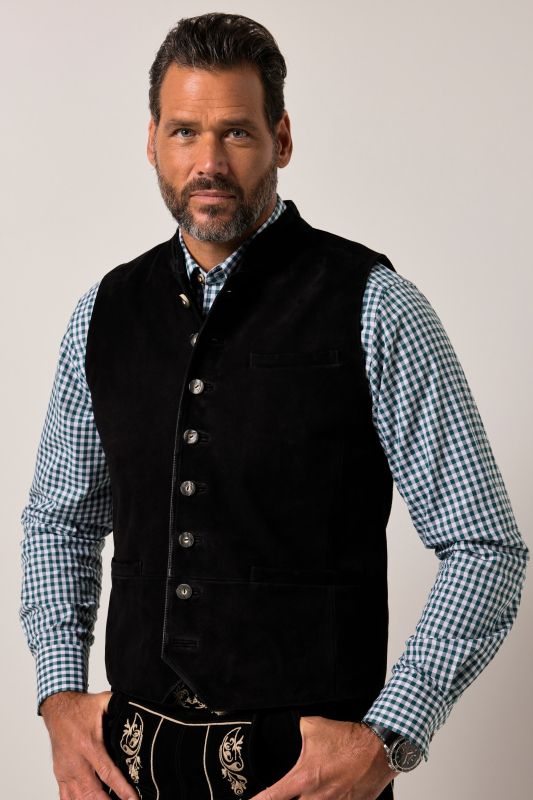 Gilet traditionnel JP 1880, en cuir suédé de chèvre, col Mao - jusqu'au 72