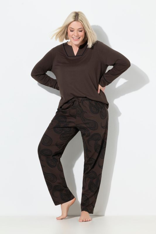 Pyjama à col tunisien, manches longues et motif cachemire