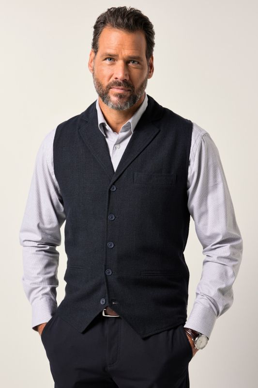 Gilet JP 1880 en tweed, finition FLEXNAMIC®, dos en maille - jusqu'au 7 XL