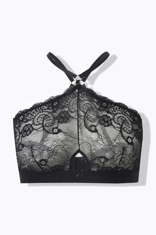 Bralette sans bonnets souples, dentelle motif coquillages