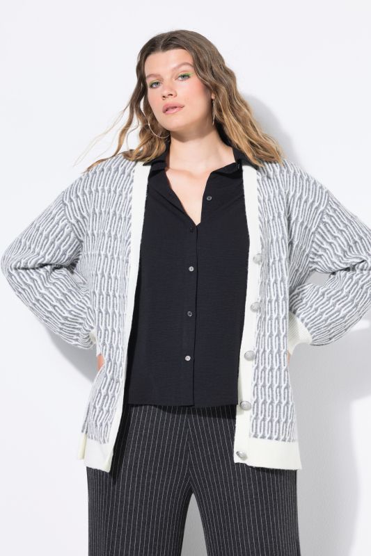 Cardigan oversize, maille torsadée