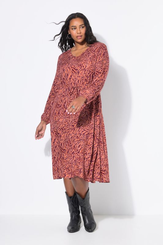 Robe maxi coupe trapèze à imprimé zébré, effet cache-cœur