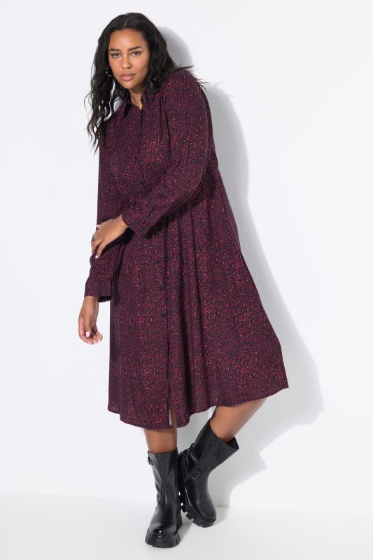 Robe maxi coupe trapèze, imprimé léopard