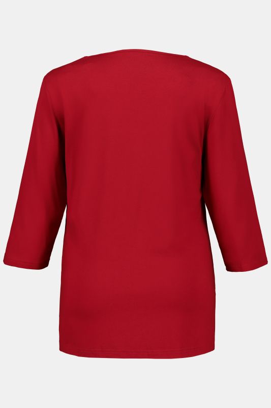 T-shirt avec col en V et manches 3/4 - doublé sur le devant