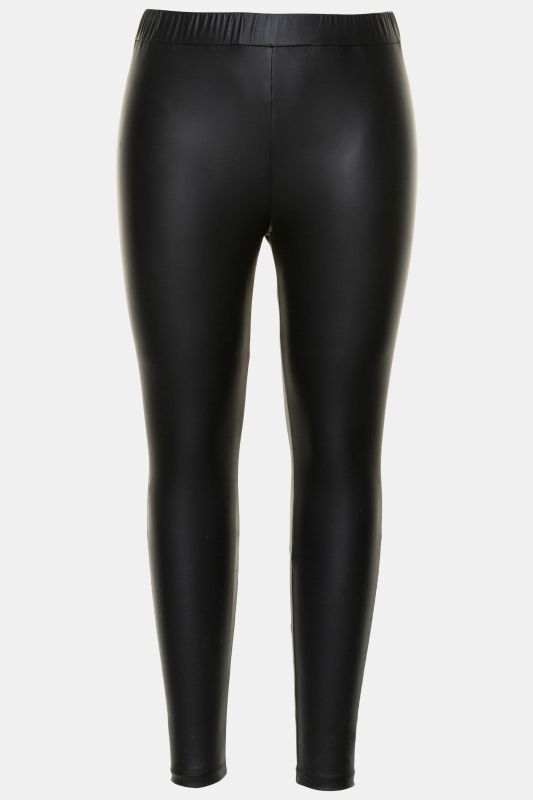 Legging coupe étroite et taille élastique, tissu enduit stretch