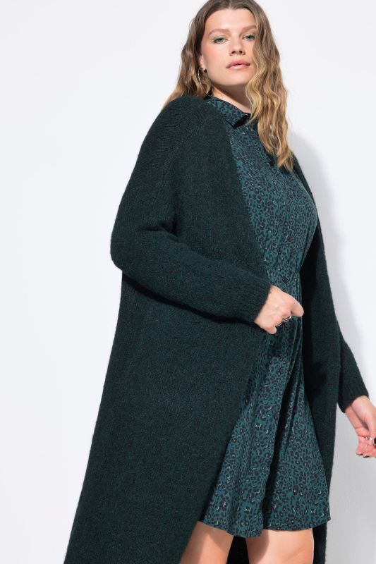 Cardigan long oversized à manches longues, coupe ouverte