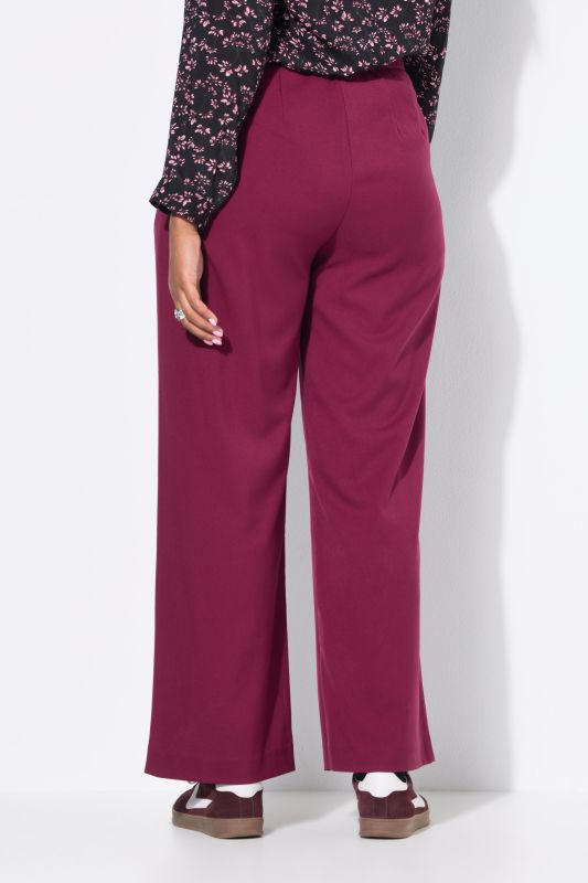 Pantalon taille haute à jambes larges et taille partiellement élastique