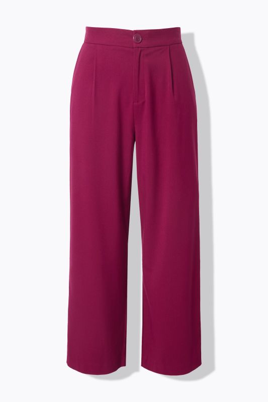 Pantalon taille haute à jambes larges et taille partiellement élastique