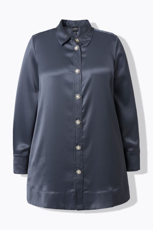 Chemisier en acétate, ligne en A, col chemise et manches longues