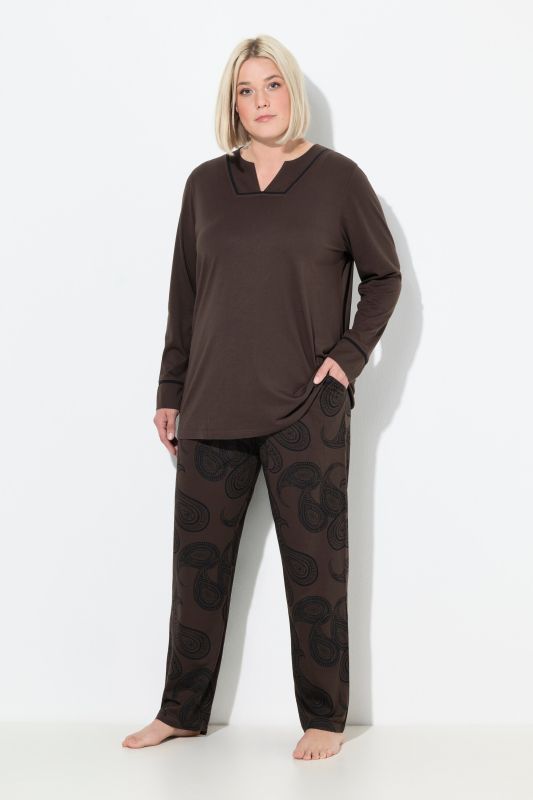 Pyjama à col tunisien, manches longues et motif cachemire