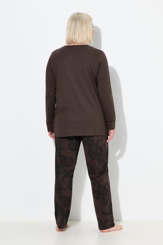 Pyjama à col tunisien, manches longues et motif cachemire