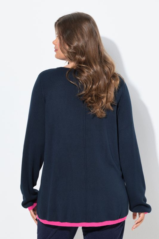 Pull en maille fine, col rond et manches longues