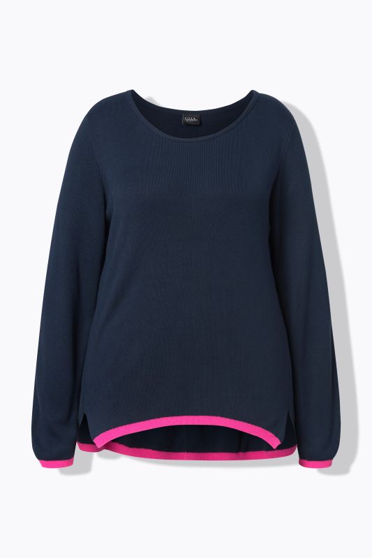 Pull en maille fine, col rond et manches longues