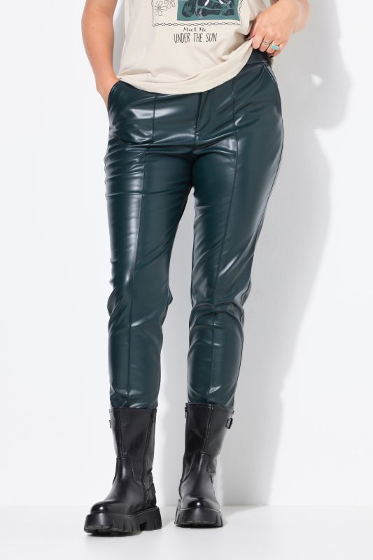 Pantalon en simili, coupe Mom, surpiqûre