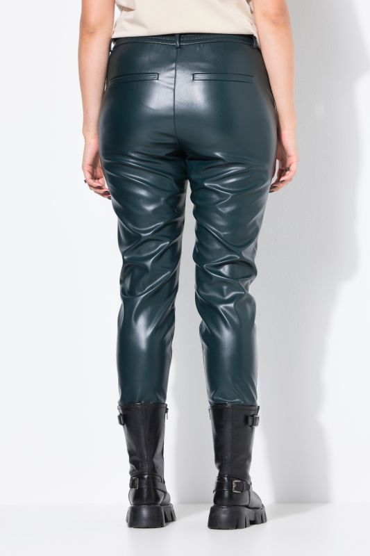 Pantalon en simili, coupe Mom, surpiqûre