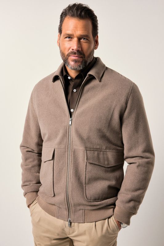 Blouson en laine mélangée JP 1880, fermeture zippée et poches plaquées - jusqu'au 7 XL