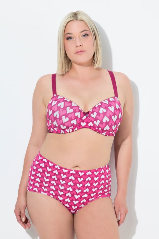 Soutien-gorge motif cœurs, bonnets souples avec armatures - bonnet B-F