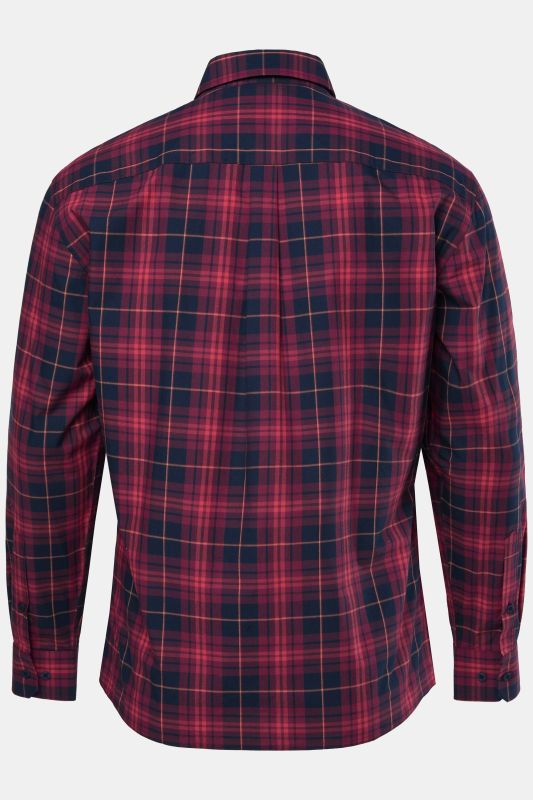 Chemise à carreaux JP 1880, manches longues et col à pointes boutonnée, coupe Modern Fit - jusqu'au 8 XL