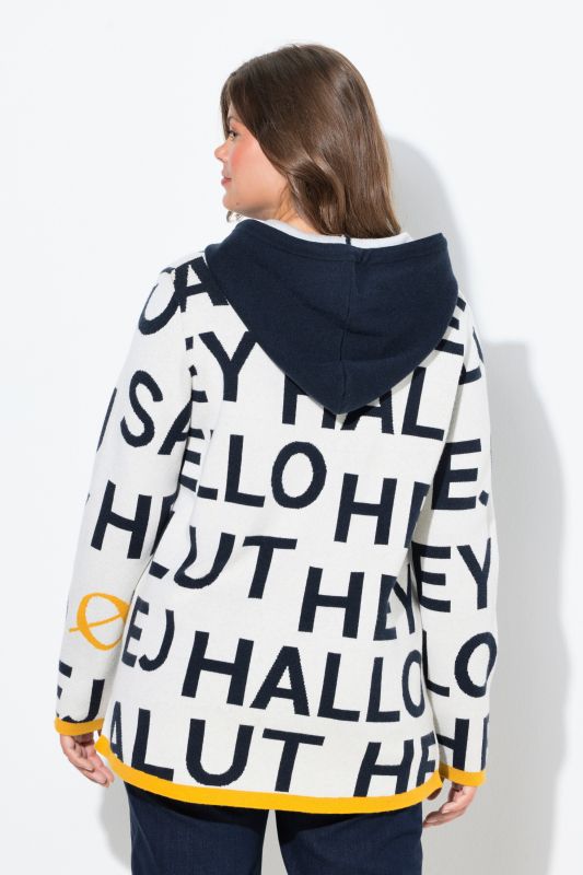 Pull jacquard à capuche. Manches longues