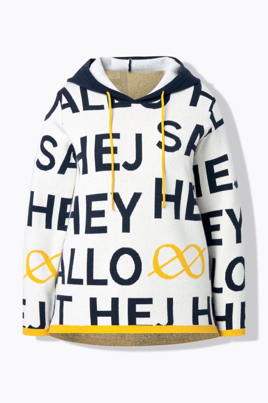 Pull jacquard à capuche. Manches longues