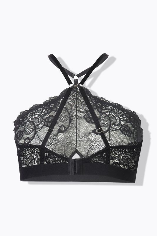 Bralette sans bonnets souples, dentelle motif coquillages