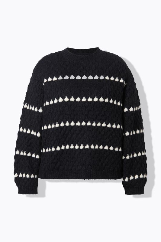 Pull à rayures coupe Boxy « flottante » avec tissu gaufré