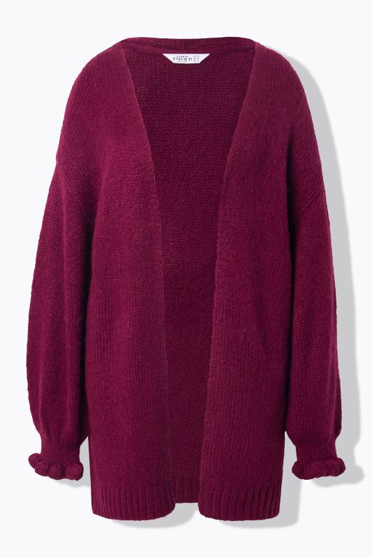 Cardigan long oversize. Manches ruchées