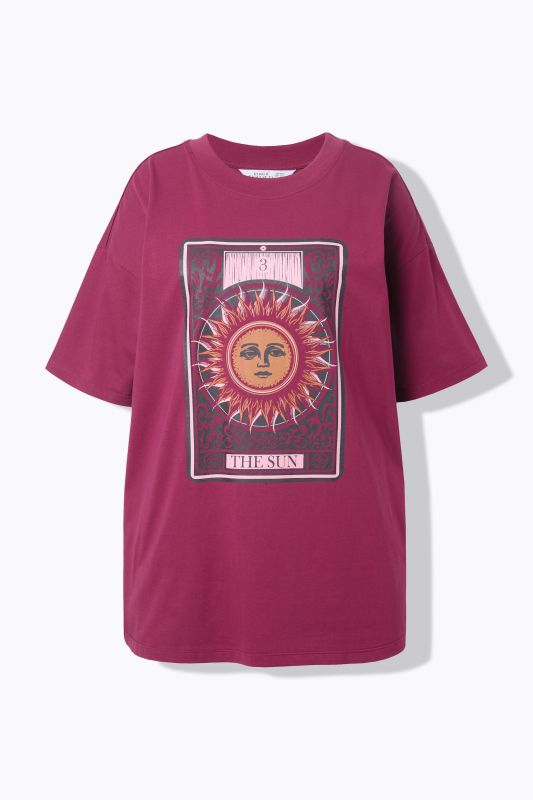 T-shirt oversize avec imprimé soleil style tarot